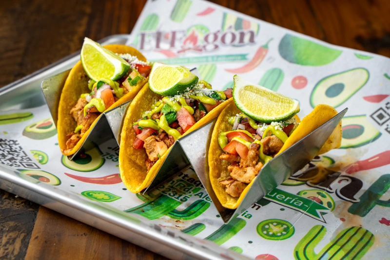 Super Chick taco with grilled chicken at El Fogón Taquería.